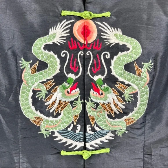 VTG Chinese Dragon Embroidered Mandarin Collar Jacket - Picture 2 of 8
